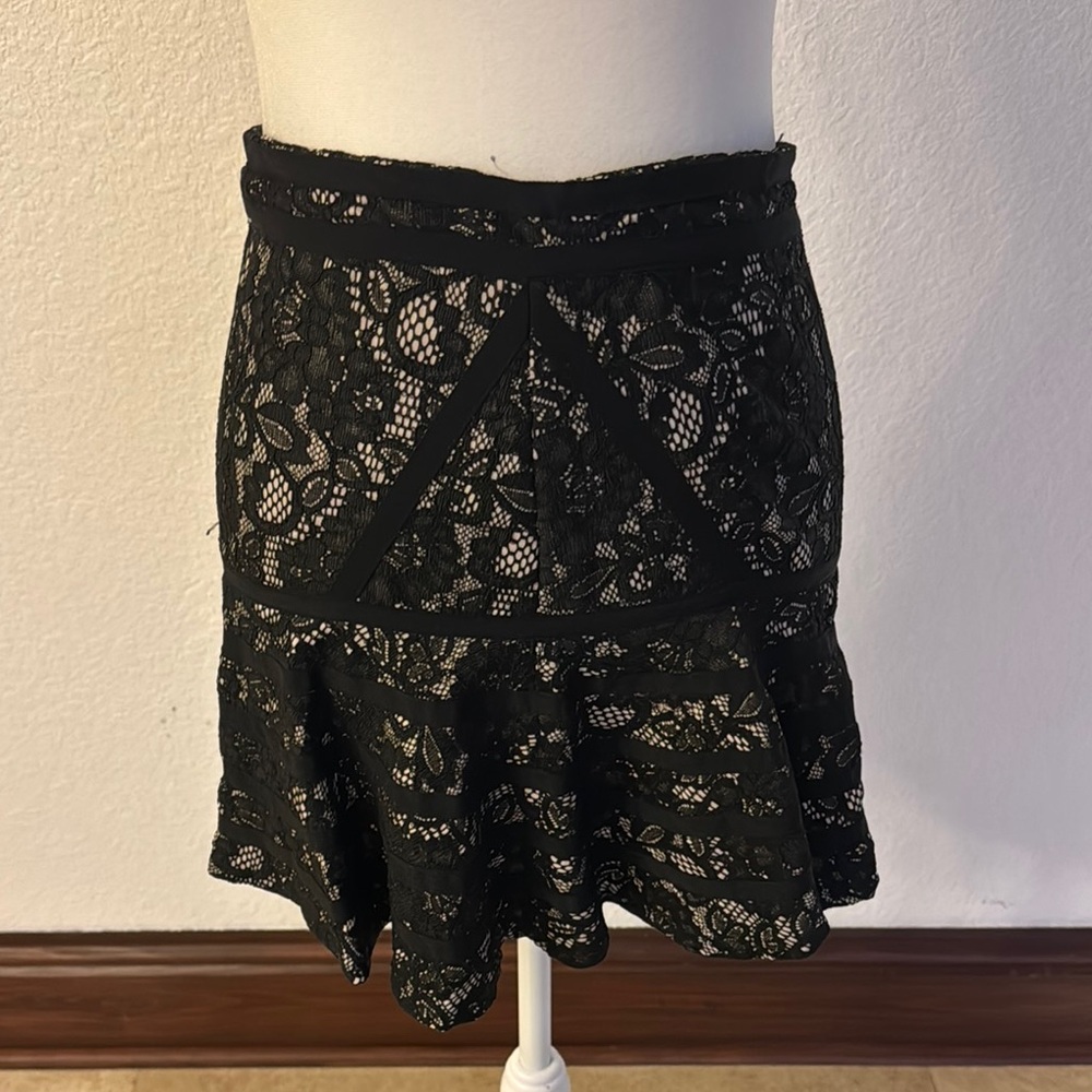Parker Black Cream Ruffled Mini Skirt